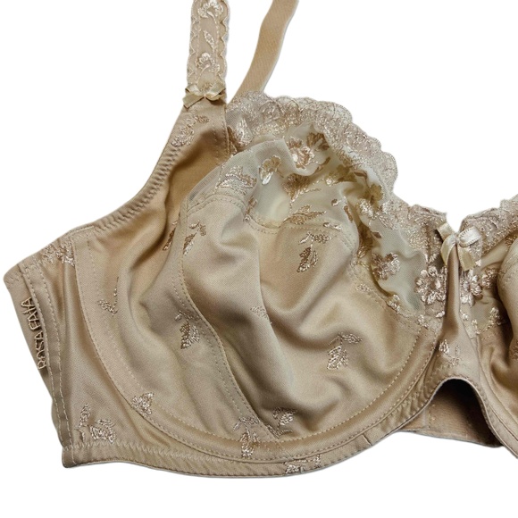 Rosa Faia Size 36D Bra Beige Underwire Lace Trim Embroidered Style #5623 - Picture 2 of 10